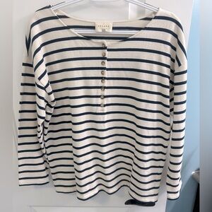 Sézane Gatsby marinière size L ecru/navy